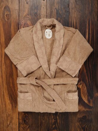 Халат женский, махровый, 100% хлопок, бежевый, M-L, 46-48, Barkas, Aria, AI-1905017