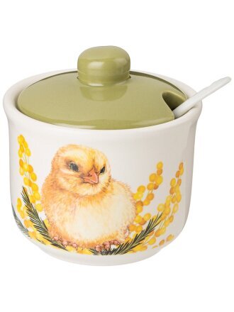 Сахарница 300 мл, керамика, 10х10х9.5 см, с ложкой, Agness, Sunday, 358-2213