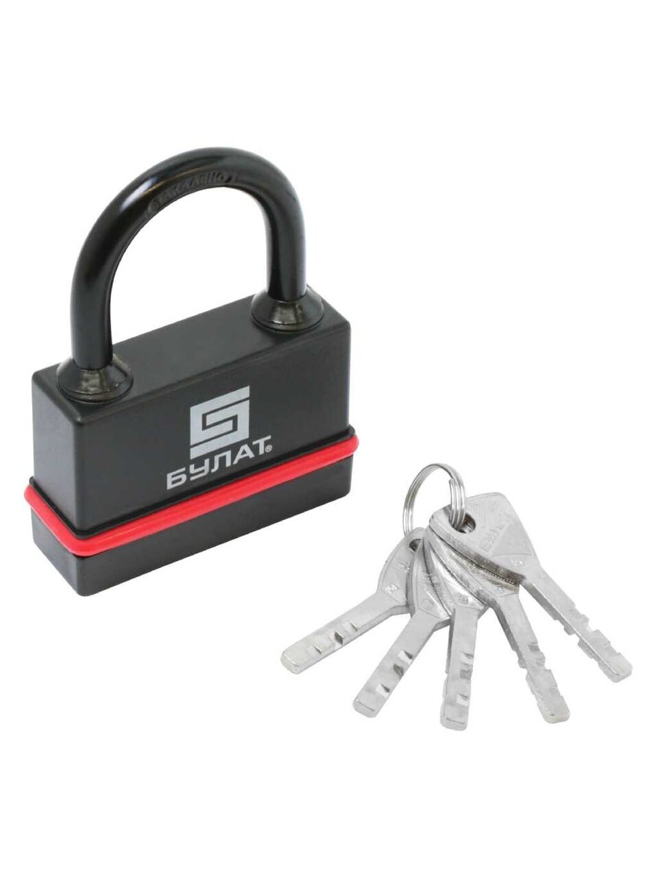 Замок навесной Булат, ВС 3-Н75 ПЛ, 13 655, блистер, дисковый, всепогодный, 72 мм, 5 ключей