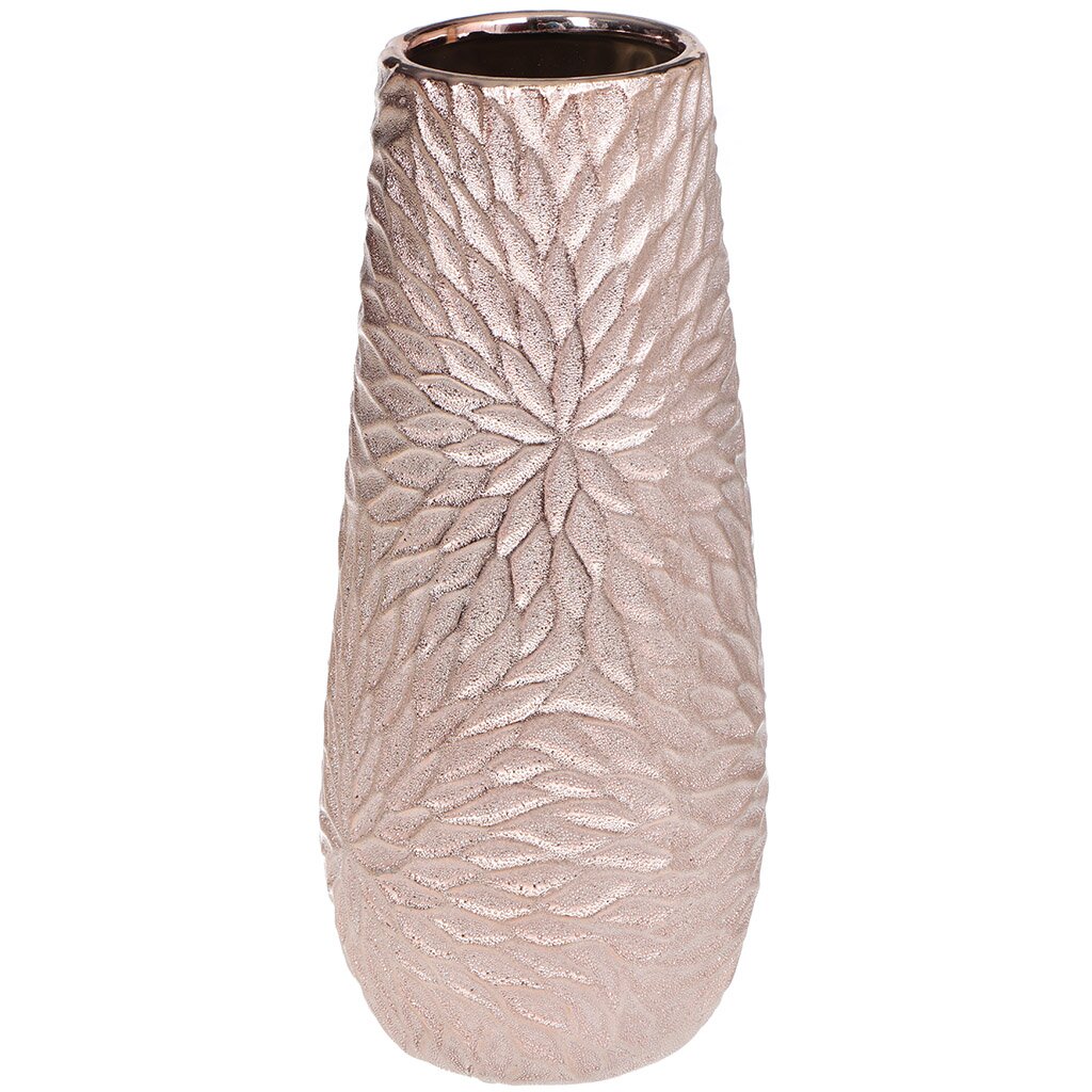 Ваза для цветов керамическая настольная, 31.5 см, Герберы розовая с золотом 112-351