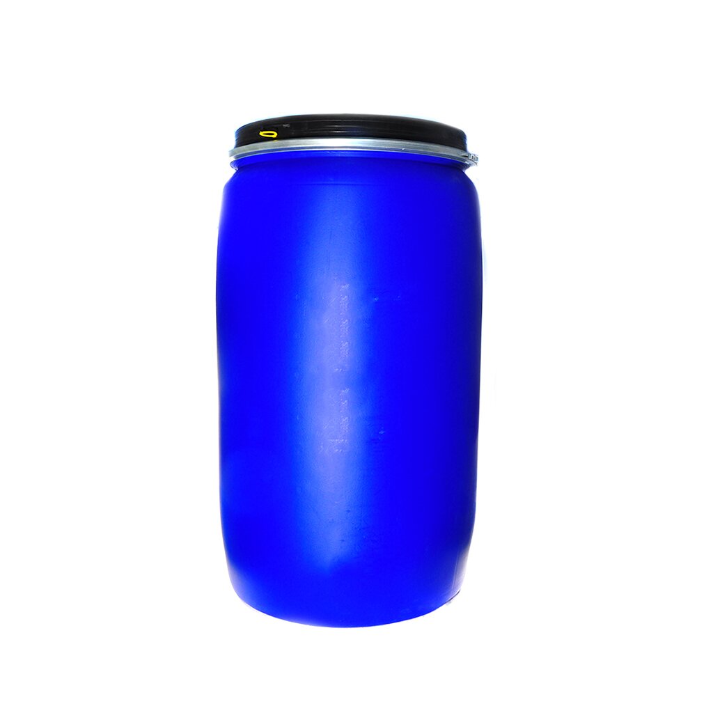 Бочка пластик, пищевая, 227 л, круглая, съемная крышка с металлическим хомутом, цветная, ЗТИ штуцер для бочки 1 2 пластик жук 8846 00