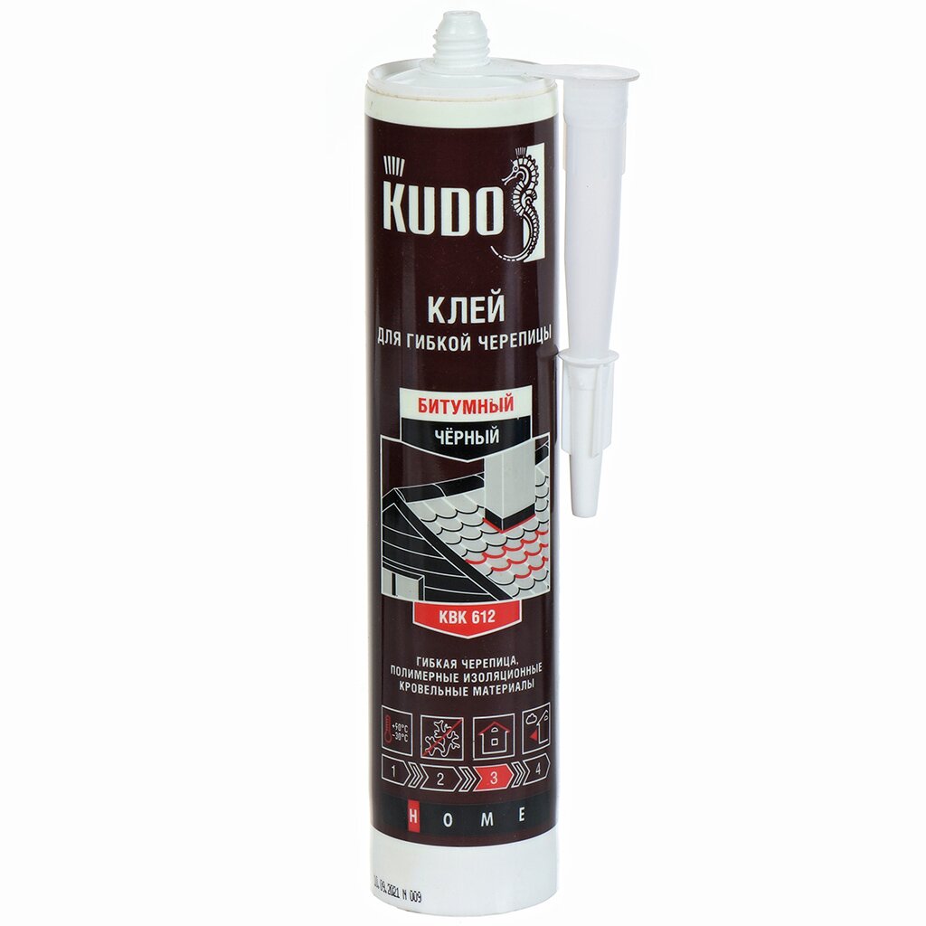 Герметик битумный, для гибкой кровли, KUDO, Home, KBK-612, 280 мл, черный герметик для кровли kudo