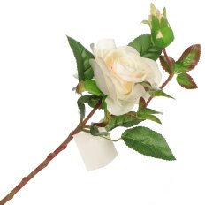 Цветок искусственный декоративный Роза с бутоном, 43 см, белый, Y3-1536