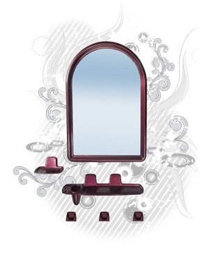 Зеркало для ванной комнаты Berossi НВ 056 с полкой рубиновый перламутр, 36х52 см