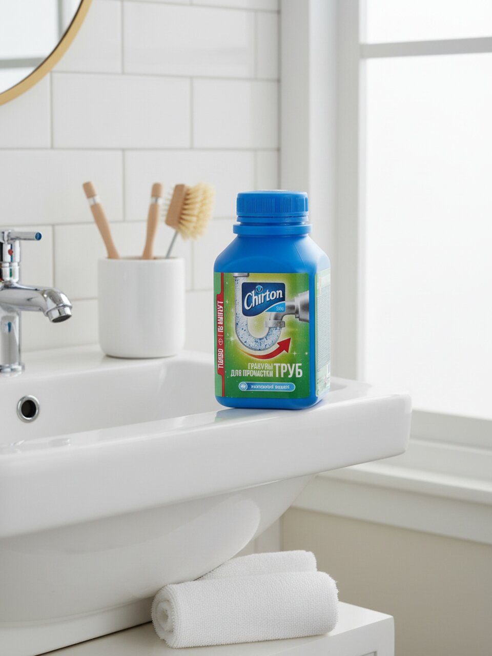 Средство от засоров Chirton, гранулы, 300 г, холодной водой