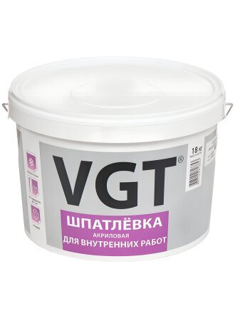 Шпатлевка VGT, акриловая, для внутренних работ, 18 кг