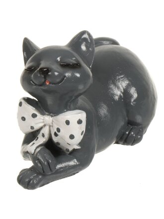 Фигурка декоративная полистоун, Кот с бантом, 23х15 см, черная, Lefard, 169-284