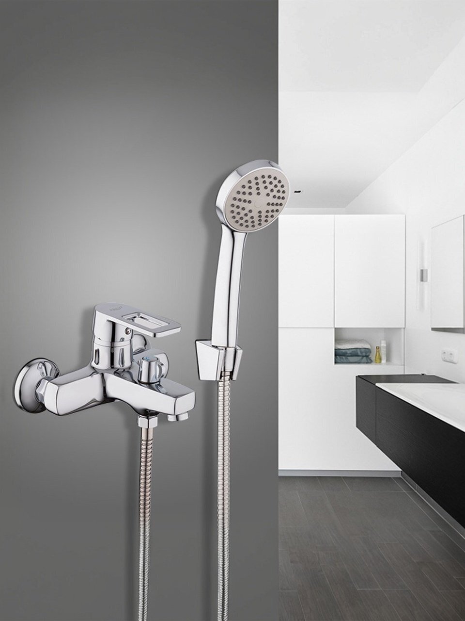 Смеситель для ванны, Frud, короткий излив, с картриджем, хром, R32072