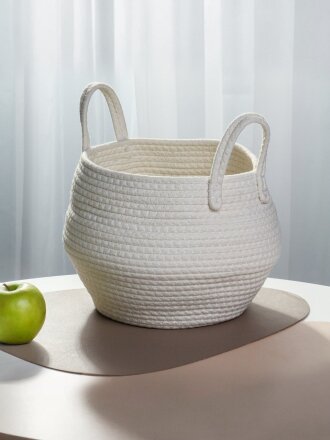 Корзина плетеная 24х28х32 см, круглая, плетеная, белая, Y4-9680