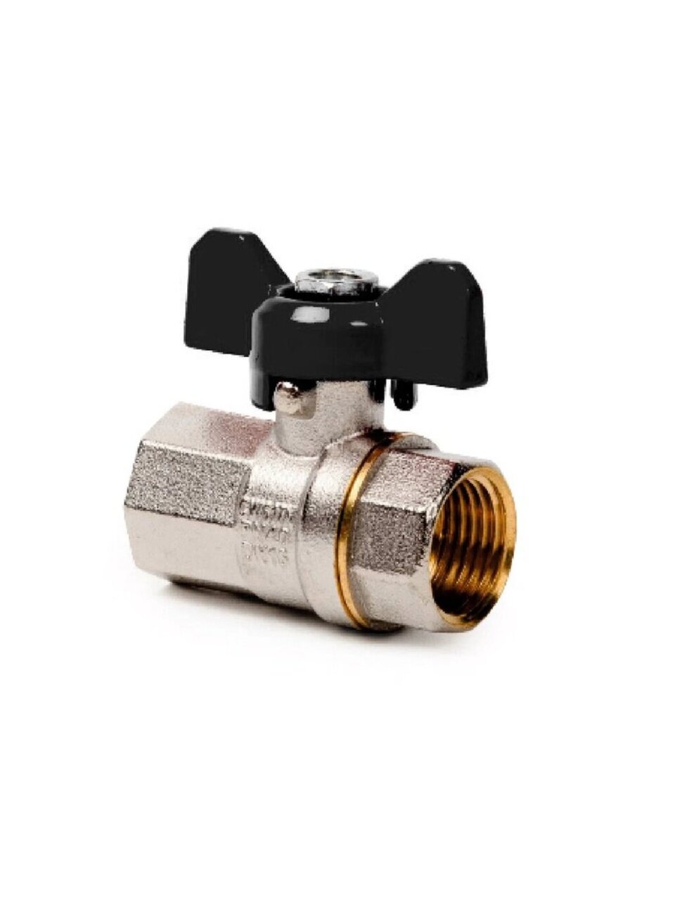 Кран для воды, 1/2'', г-г, ручка-бабочка, PN40, РосТурПласт