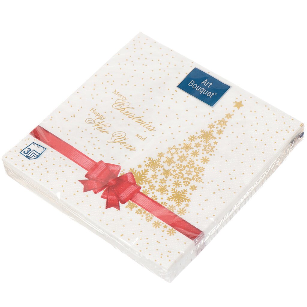 Салфетки бумажные Art Bouquet Подарок (красная лента) 20 шт, 33х33 см