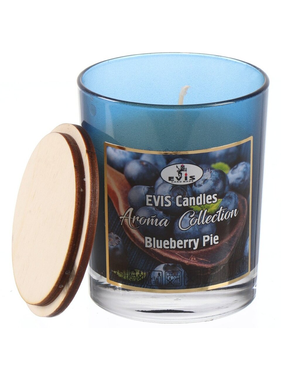 Свеча ароматическая, 9х7.5 см, Evis, Кэди- Blueberry Pie, в стекле, 24 0182 1021 01 32
