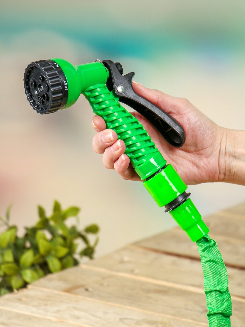 Шланг поливочный растягивающийся, 16.6-50 м, Grandy, латекс, зеленый