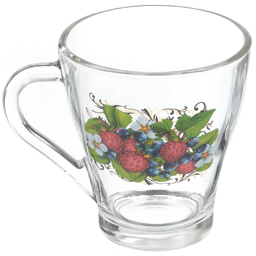 Кружка стекло, 250 мл, Живая природа Лесные ягоды, Декостек, 1649-Д