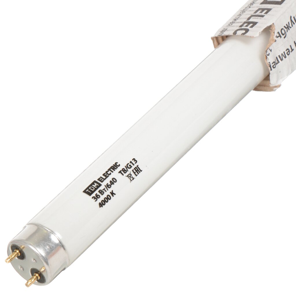 Лампа люминесцентная G13, 36 Вт, 4000 К, свет холодный белый, T8, линейная, двухцокольная, TDM Electric, SQ0355-0029 кабельная розетка без заземления 10 а 250 в белая белая tdm electric sq1806 0029