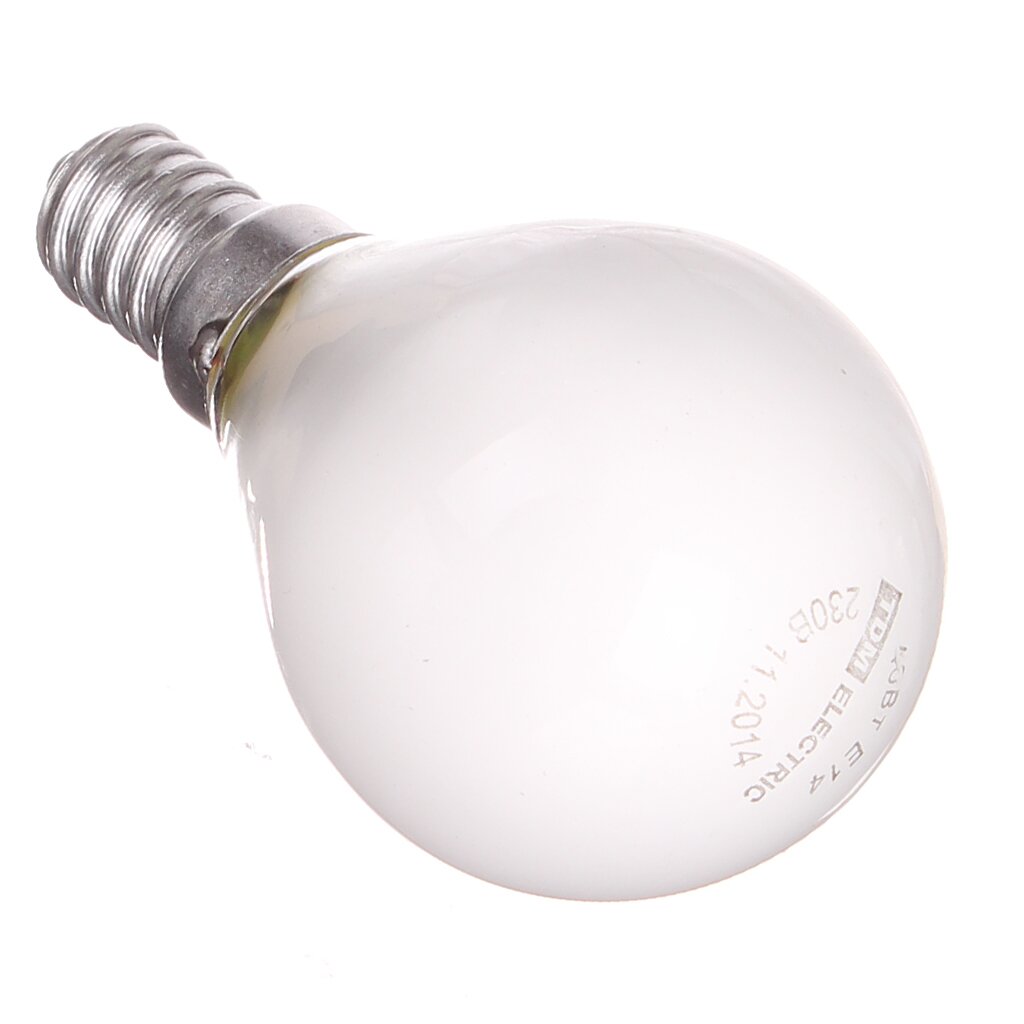 Лампа накаливания E14, 40 Вт, шар, матовая, TDM Electric, SQ0332-0005