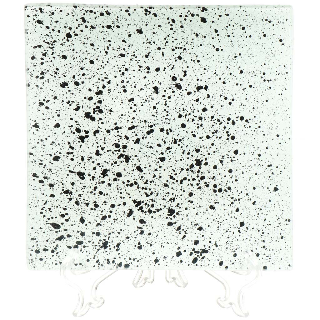 Тарелка обеденная, стекло, 19.5 см, квадратная, Y3-1634, черно-белая