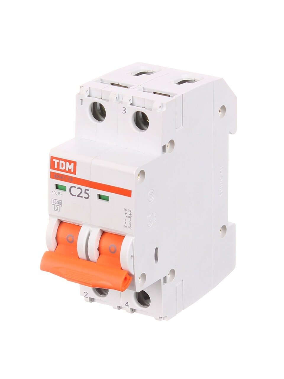 Автоматический выключатель TDM Electric, ВА47-29, 2 полюса, 25, 4.5 кА, С, SQ0206-0095