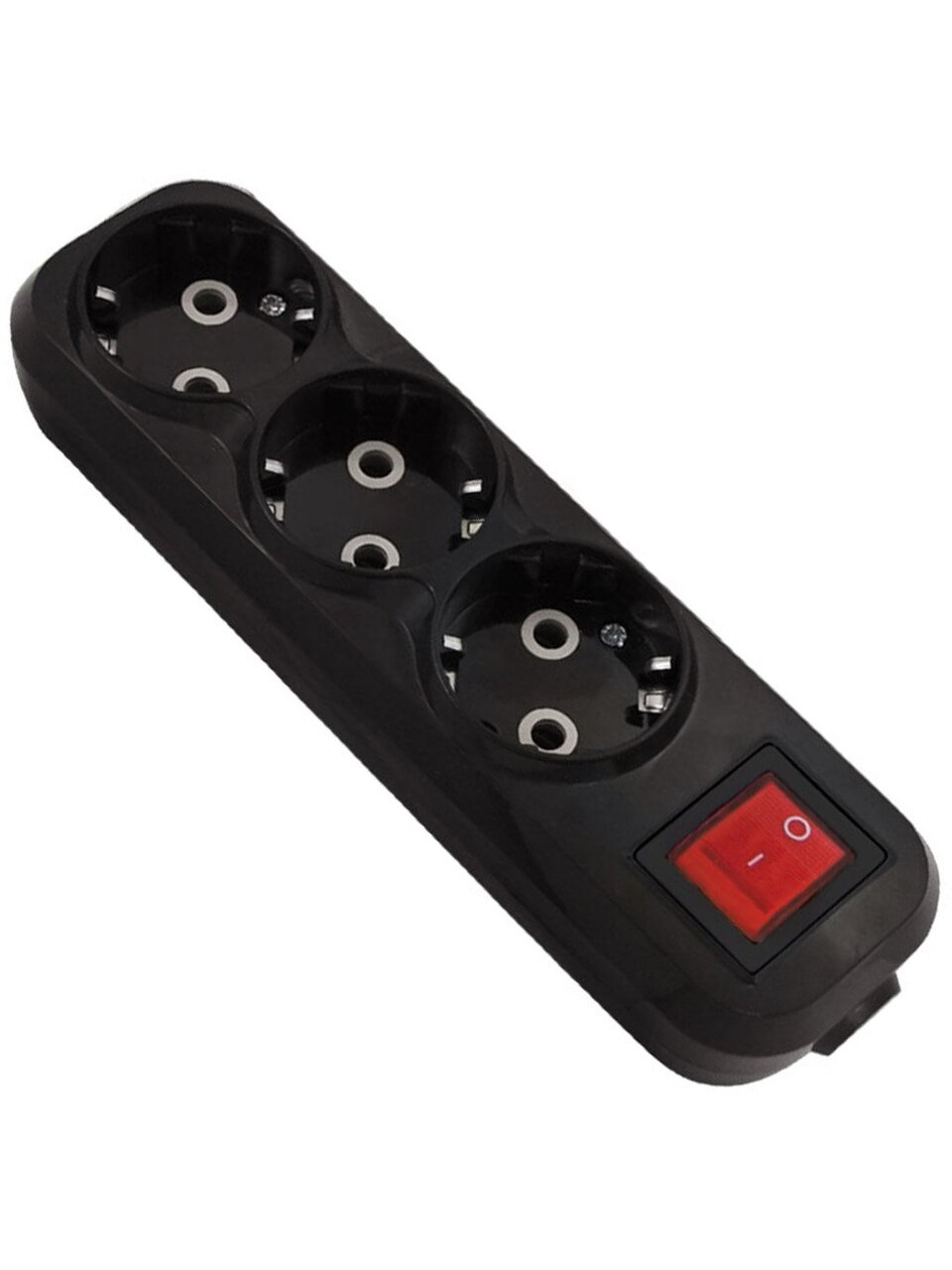 Колодка розеточная 3 гнезда, 2 + 3, с заземлением, 16 А, выключатель, черный, TDM Electric, Народная, SQ1806-0427