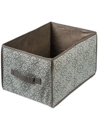 Кофр для хранения, 29х40х24 см, спанбонд, с ручкой, серый, с рисунком, ВС-23-294024