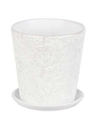 Горшок керамика, 0.9 л, 12х12 см, белый, Лава №2, 010266