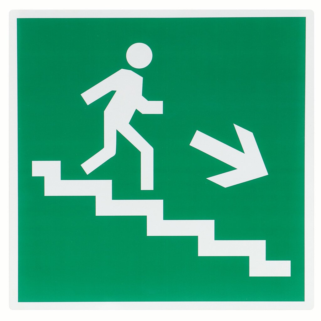 Знак TDM Electric, "Направление к эвакуационному выходу (по лестнице направо вниз)", 15х15 см, SQ0817-0045