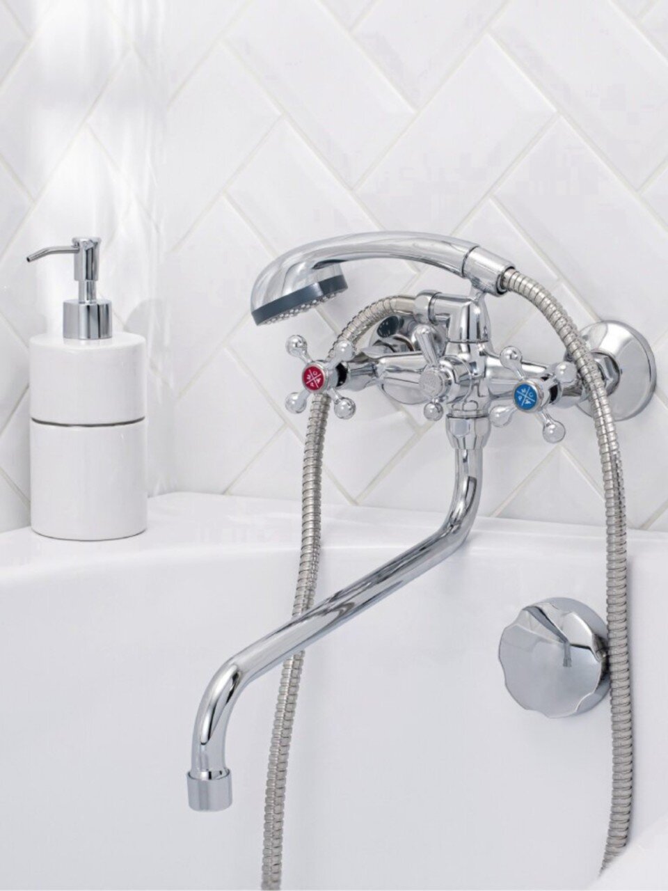 Смеситель для ванны, РМС, с кран-буксой, хром, SL71-143