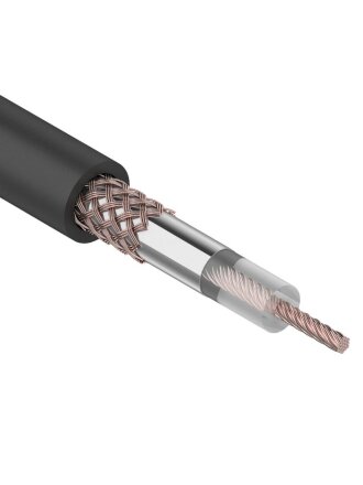 Кабель коаксиальный, 1х0.51 мм², 100 м, медь, 50 Ом, 64%, черный, Rexant, RG-58 A/U, 01-2003