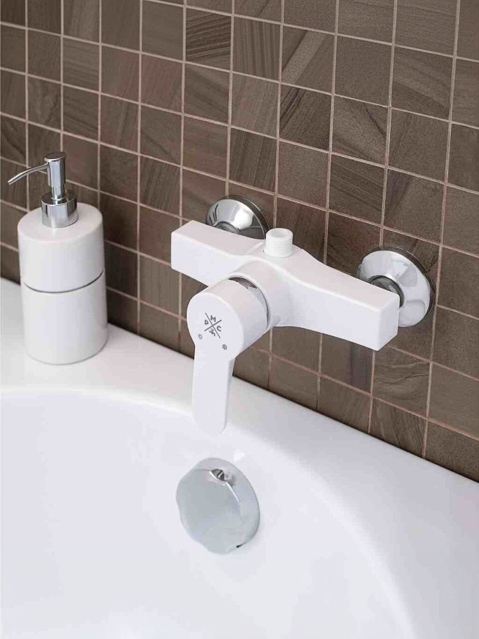 Смеситель для душа, РМС, с картриджем, пластиковый корпус, белый, PL5-003