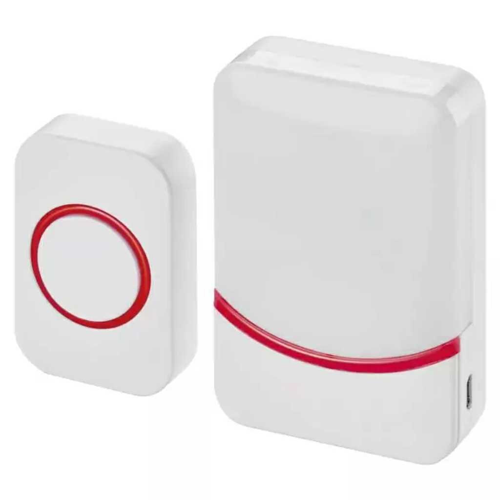 Звонок дверной беспроводной, на батарейках, 38, кнопка IP 44, с цифр. кодом, переливающийся, белый, красный, Rexant, 73-0016