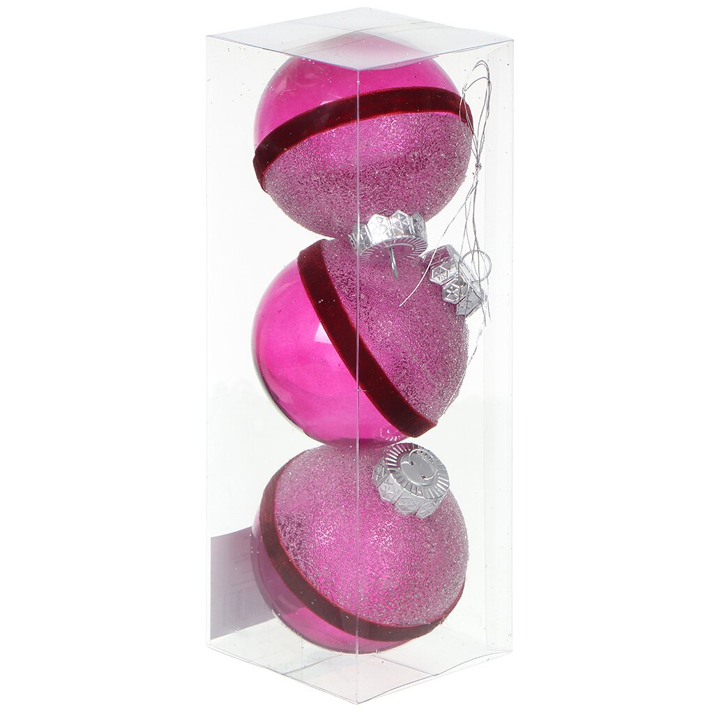 Елочный шар 3 шт, фиолетовый, 8 см, пластик, SYQD-012117 7 хрустальных шаров