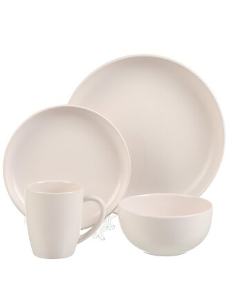 Сервиз столовый керамика, 16 предметов, на 4 персоны, B010831, молочный