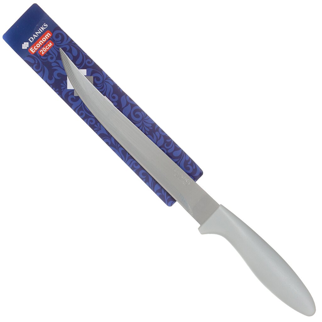 Нож кухонный Daniks, Эконом, для мяса, нержавеющая сталь, 20 см, рукоятка пластик, YW-A054-SL кухонный нож для тонкой нарезки tojiro