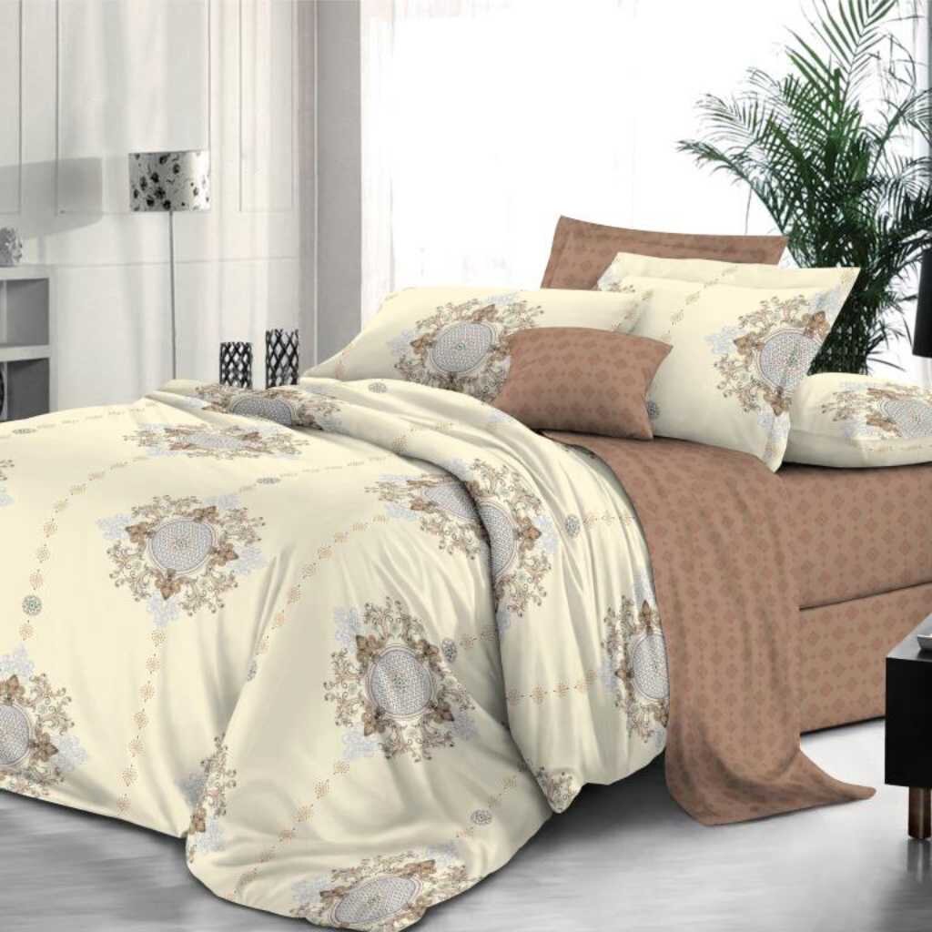 Постельное белье евро, простыня 215х240 см, 2 наволочки 70х70 см, пододеяльник 200х215 см, Butterfly, поплин, Манфред