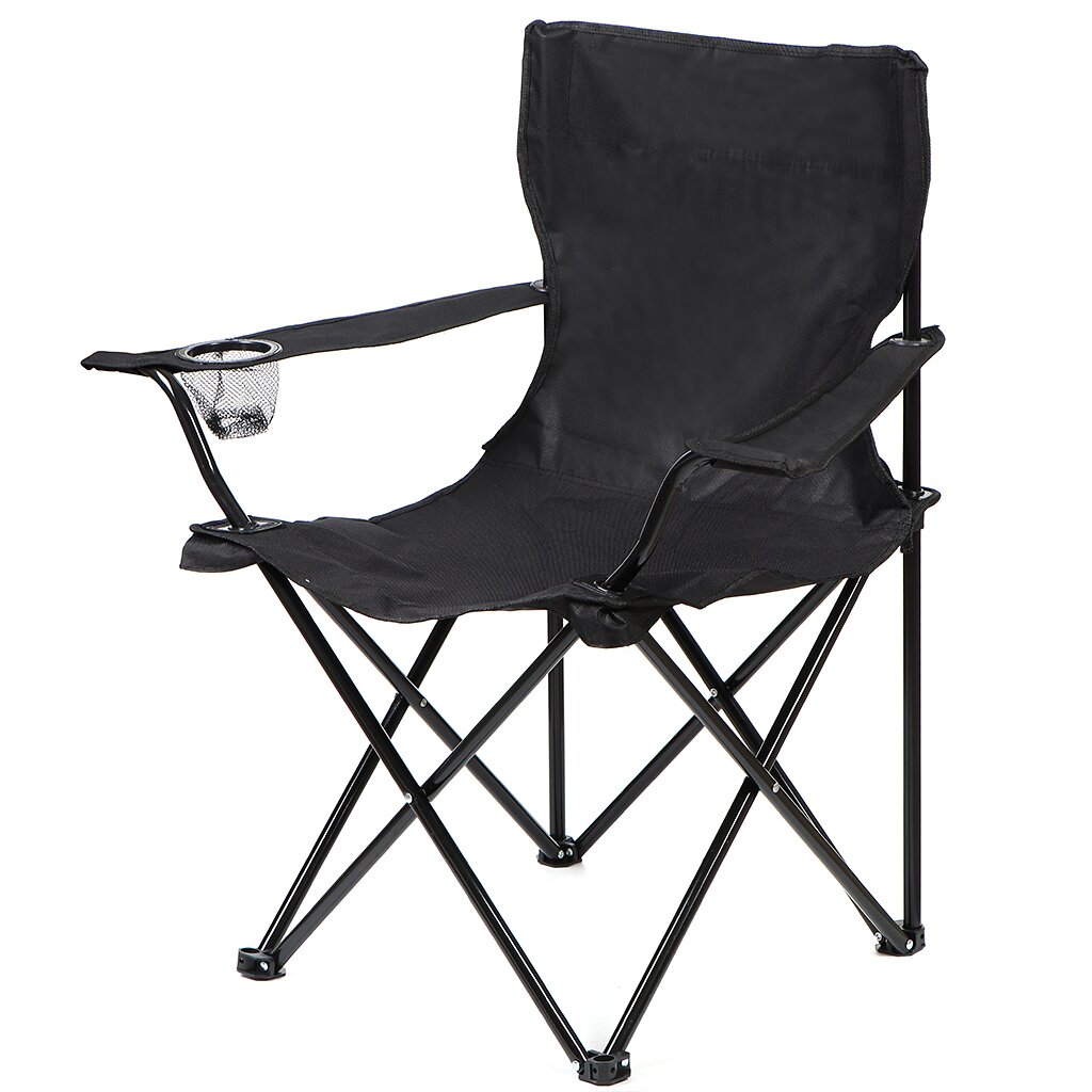 Стул-кресло 52х52х85 см, черное, полиэстер 600D, с сумкой-чехлом, с подстаканником, 100 кг, Green Days, YTBC002-19-3911 дачи тарховки