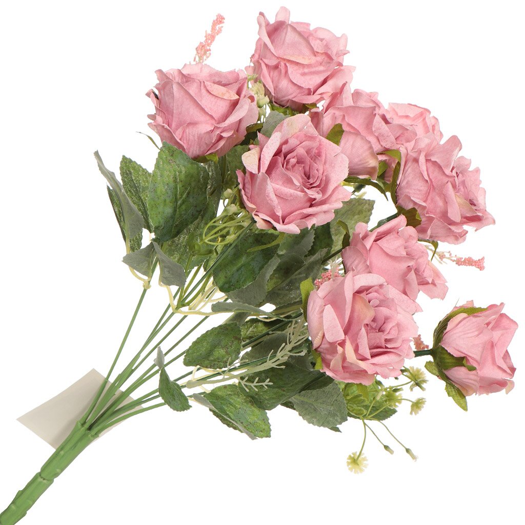 Цветок искусственный декоративный Букет роз, 38 см, пыльная роза, Y3-1541
