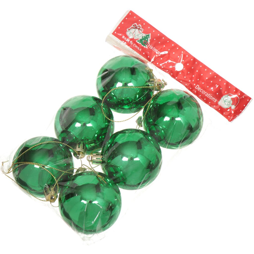 Елочный шар 6 шт, зеленый, 6 см, пластик, SYCBF817-428 GR