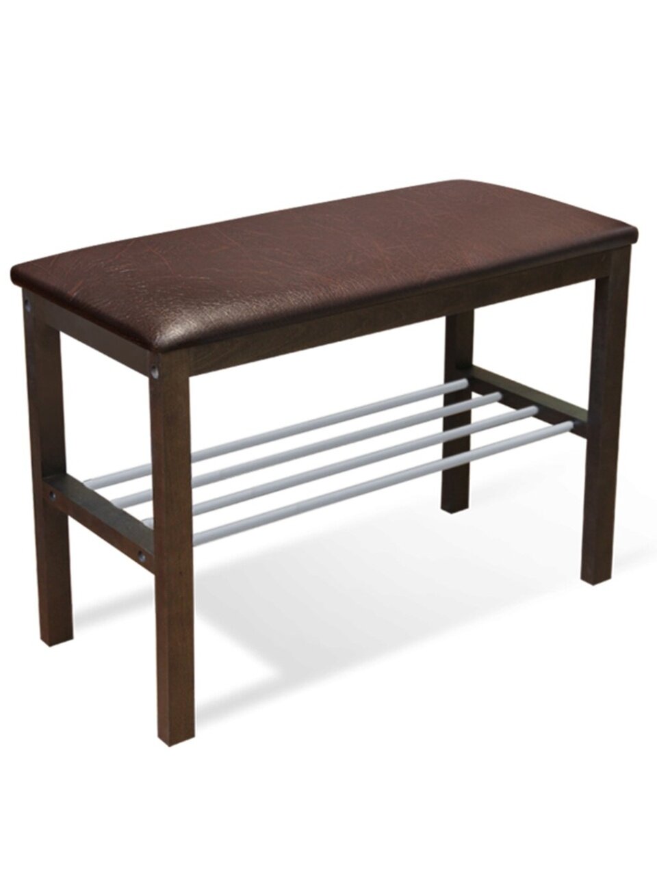 Полка для обуви, металл, дерево, 2 секции, 67х31х49 см, с сиденьем, коричневый, венге, Sheffilton, Альберо, SHT-B2