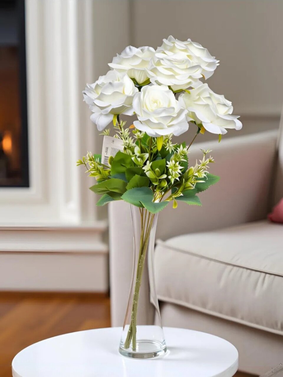 Цветок искусственный Роза, 40 см, белый, Y4-6942