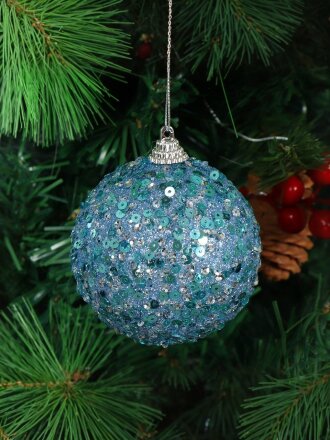 Елочный шар голубой, 8 см, SYPMQA-102116