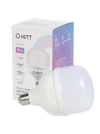 Лампа светодиодная E27, 55 Вт, 550 Вт, 230 В, 6500 К, холодный белый свет, HiTT, HiTT-HPL, высокомощный, 1010064