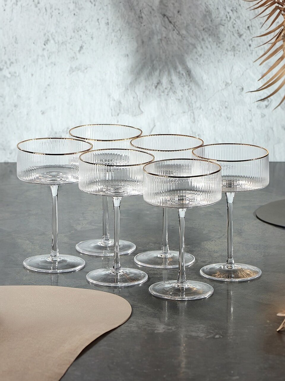 Бокал для шампанского, 250 мл, хрустальное стекло, 6 шт, Future, с золотой отводкой, B060744