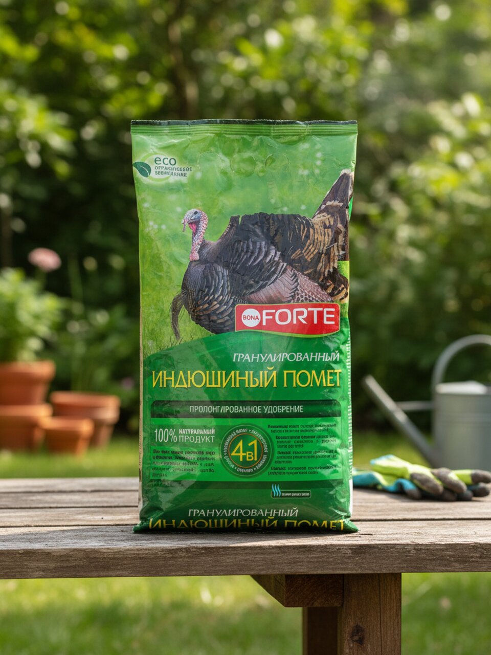 Удобрение Индюшиный помет, обогащенное, пакет, гранулы, 2 кг, Bona Forte