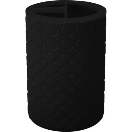 Стакан для зубных щеток, 7.8х7.8х11.8 см, пластик, черный, Plast team, Black