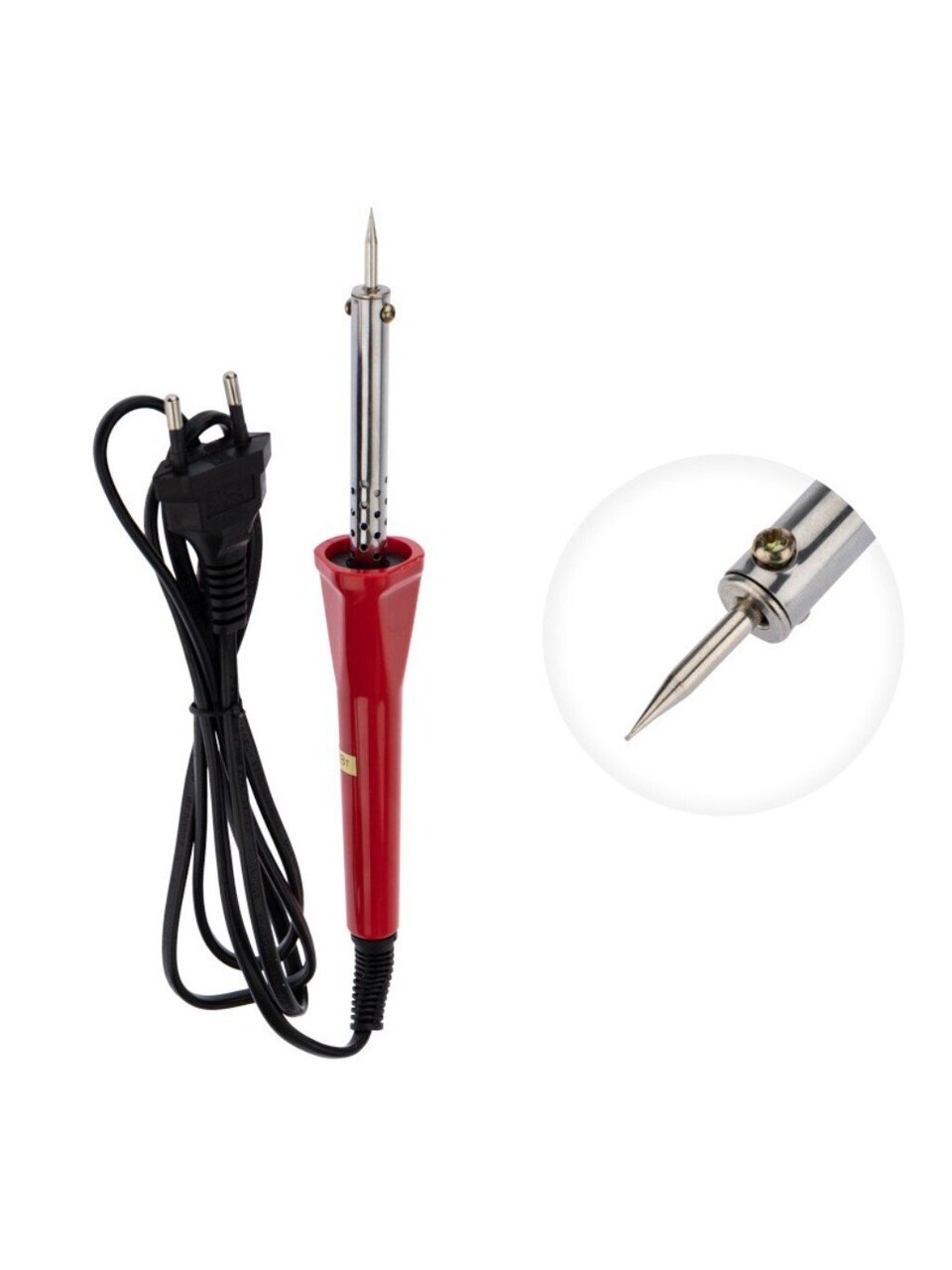 Паяльник сетевой, 40 Вт, 230 В, рукоятка пластик, долговечное жало, с нихромовым нагревателем, Rexant, 12-0123-4