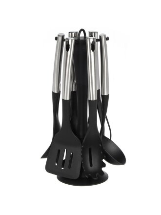 Набор кухонных принадлежностей 6 предметов, нейлон, металл, на подставке, Y4-7676