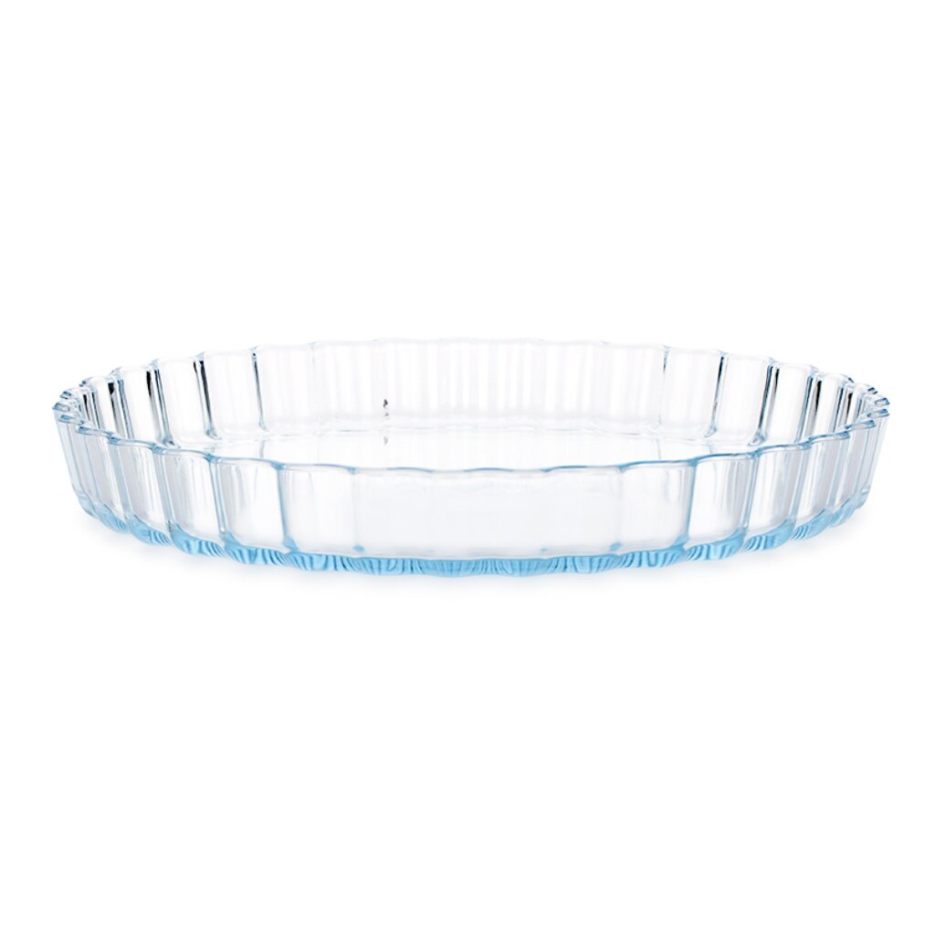 Форма для пирога стекло, 27х27х3 см, 1.3 л, круглая, с волнистым краем, бесцветная, O Cuisine, 803BC00/1048 форма для запекания стекло 28 см 1 4 л круглая с волнистым краем pyrex bake