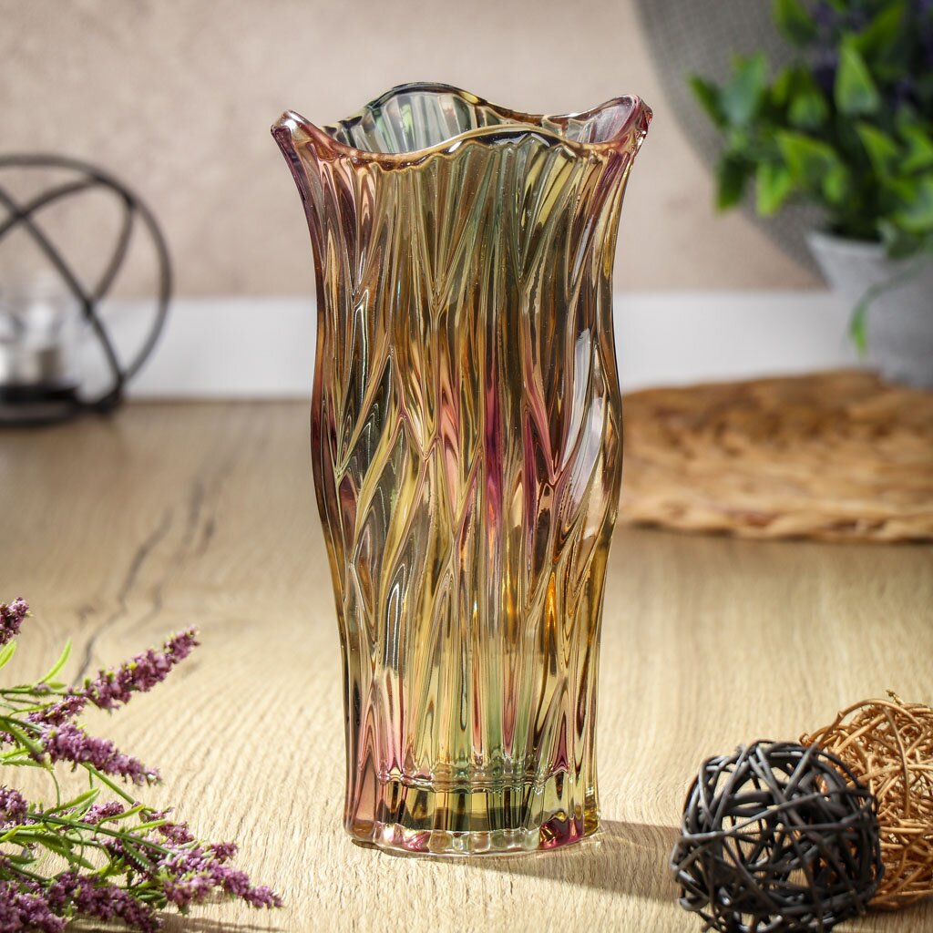 Ваза стекло, настольная, 23х12 см, Самоцвет, Y4-6649 сувенир ваза с ами с кристаллами ная