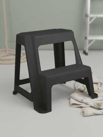 Табурет 465х475х445 мм, черный, прямоугольный, со ступенькой, Idea, М2296
