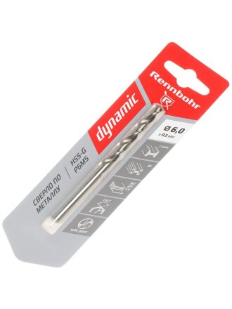 Сверло по металлу, Rennbohr, Dinamic Card, диаметр 6х93 мм, цилиндрический хвостовик, 675060
